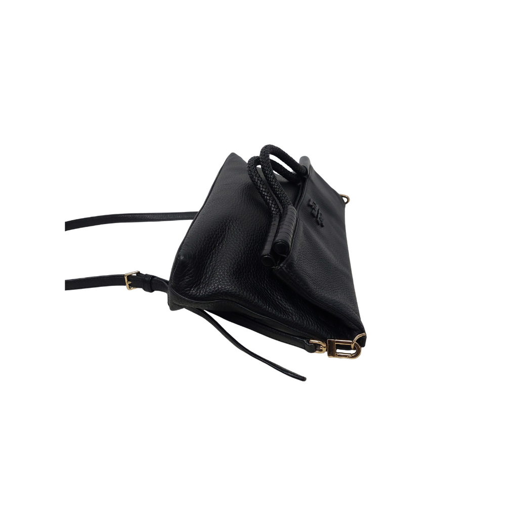 Tory Burch Black Leather Taylor Convertible Foldover Crossbody Bag | Gently Used |