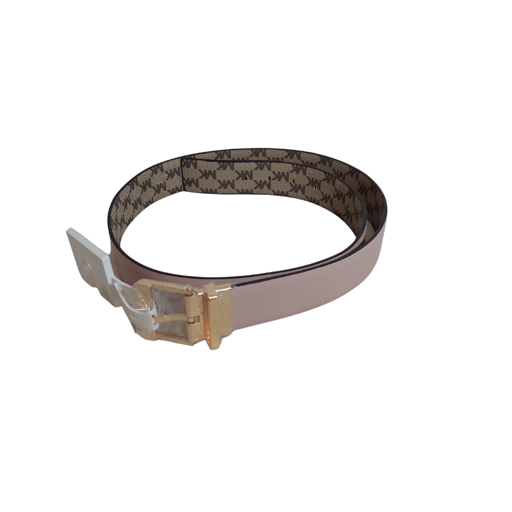 Michael Kors 556180C Women's Reversible Leather Nude Pink Logo Belt | Brand New |