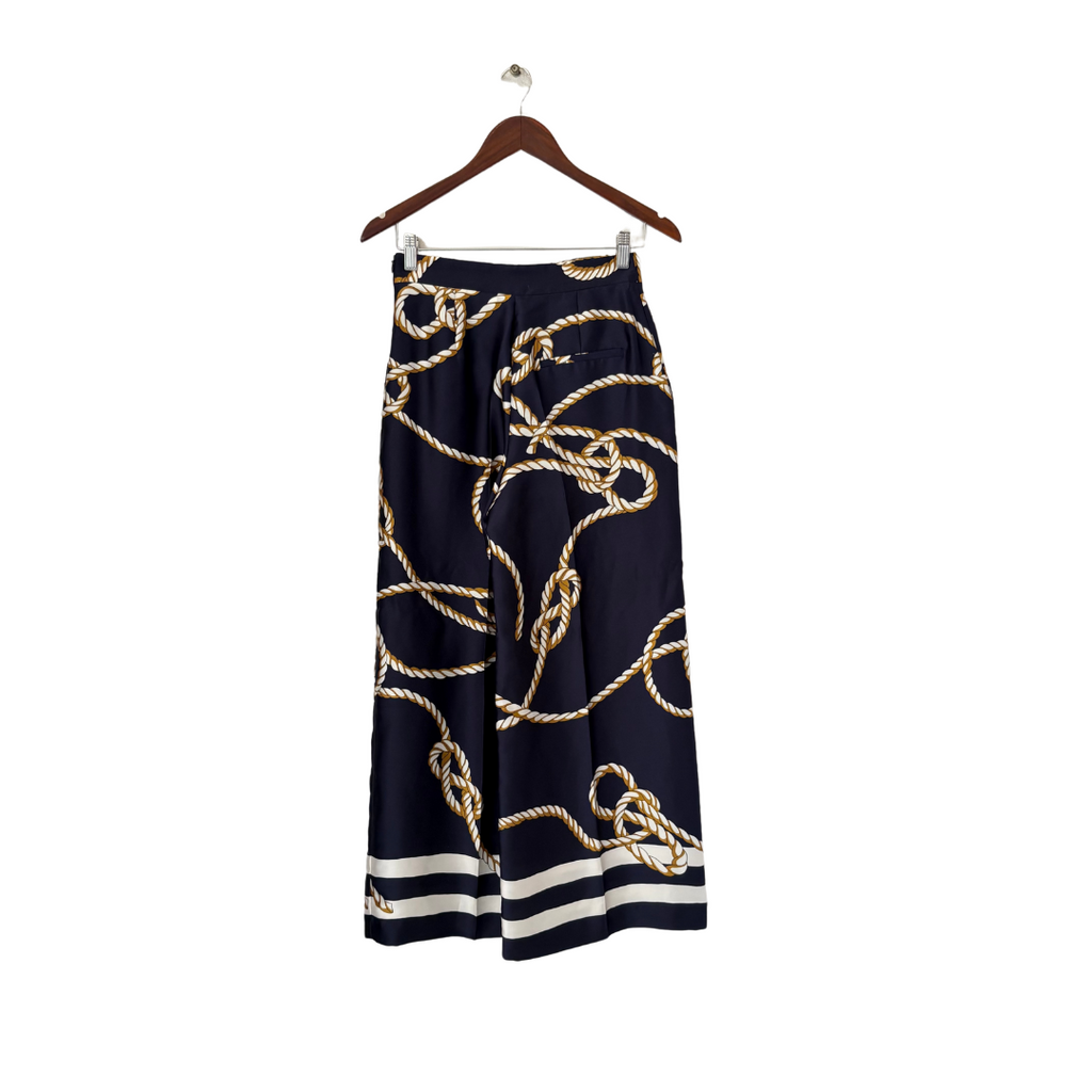 Zara Navy Chain Printed Wide Leg Pants | Gently Used |