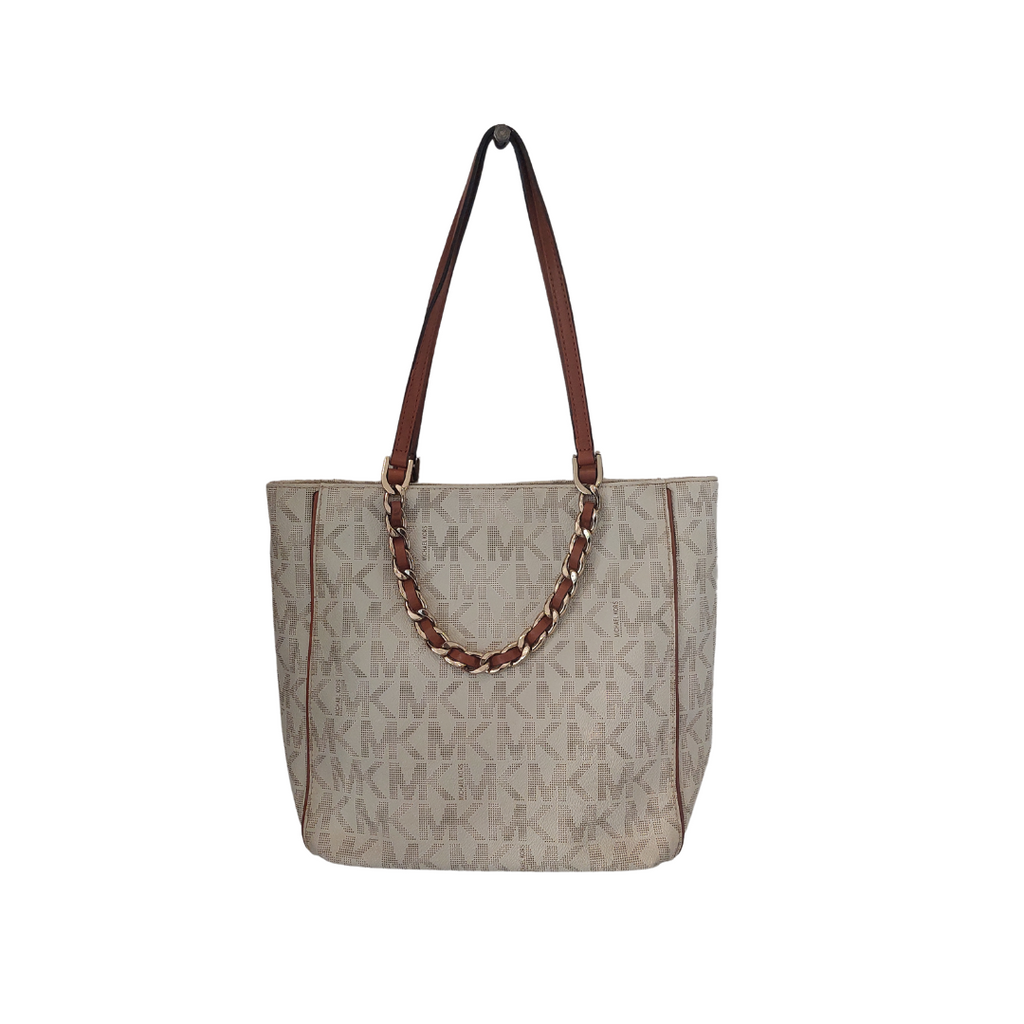 Michael Kors Vanilla Monogram Chain Tote | Pre Loved |