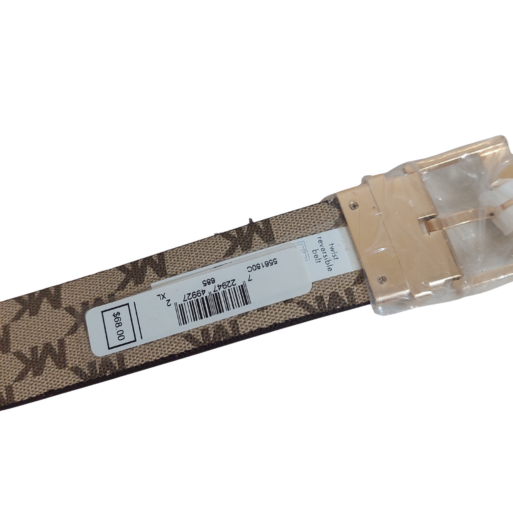 Michael Kors 556180C Women's Reversible Leather Nude Pink Logo Belt | Brand New |