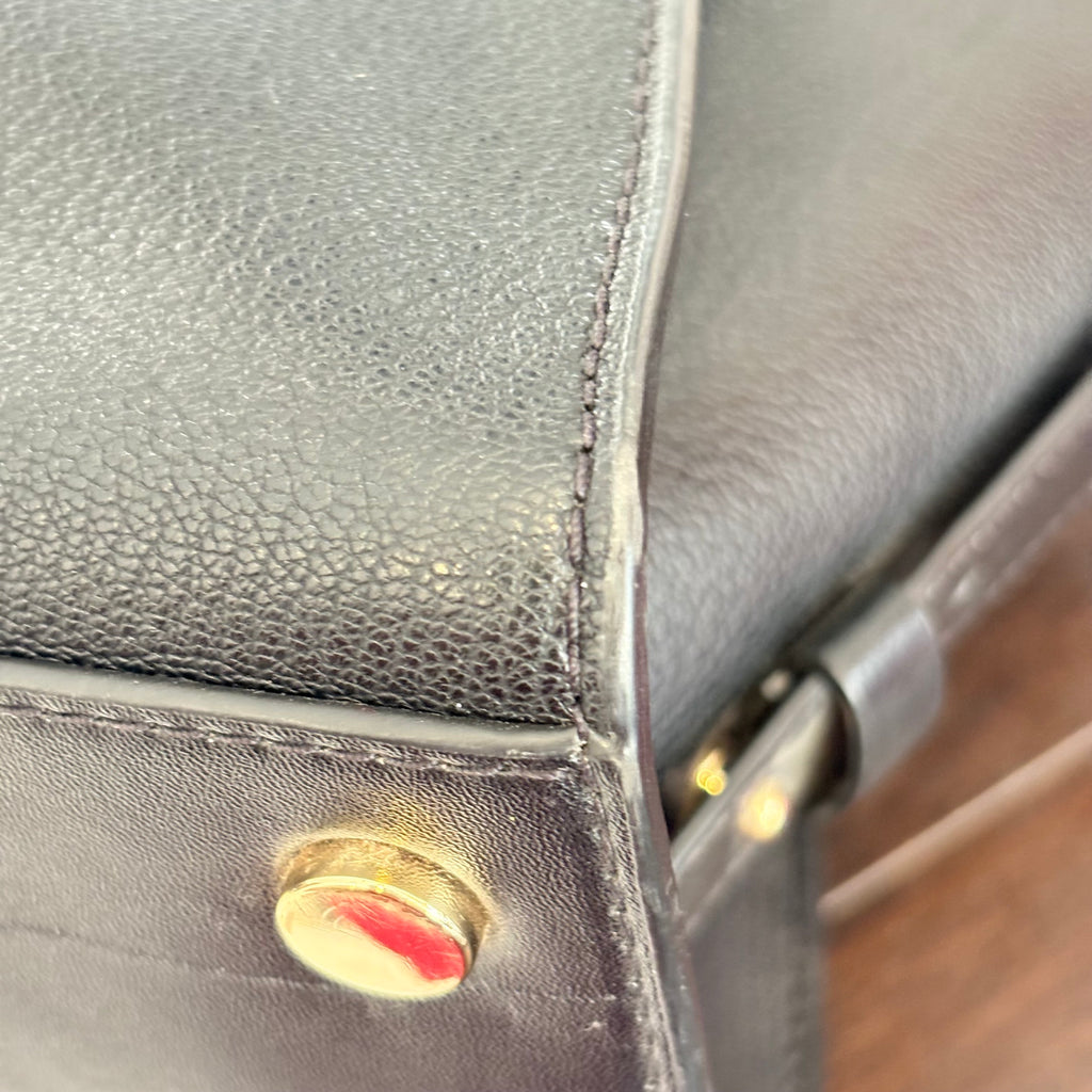 Michael Kors Black Avril Large Pebbled Leather Top-Zip Satchel Bag | Pre Loved |