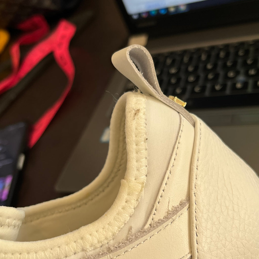 DUNE White Eilin Zip Detail Wedge Leather Trainers | Like New |