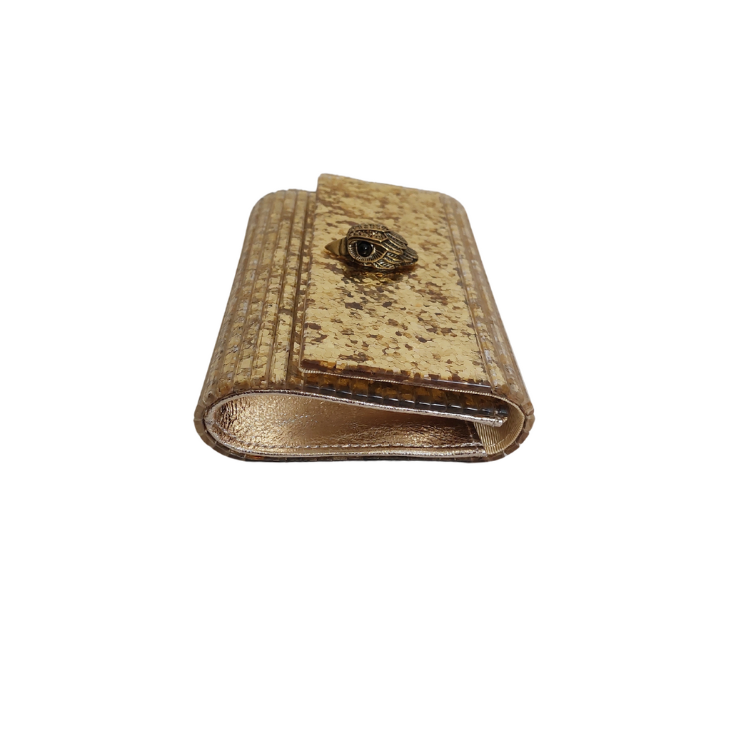 KURT GEIGER Kensington Gold Drench Party Eagle Clutch Bag | Gently Used |