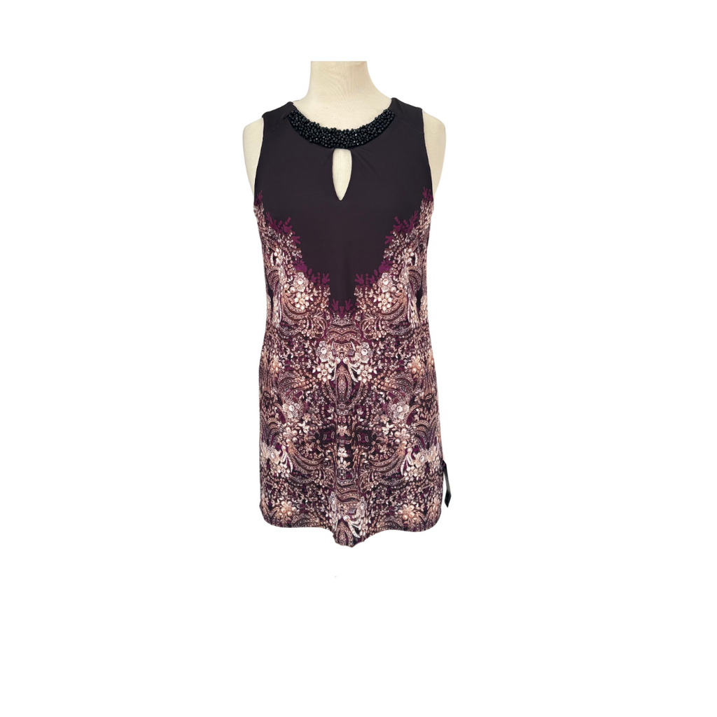 Star By Julein Macdonald Black Beaded & Printed Sleeveless Short Dress | Brand New |