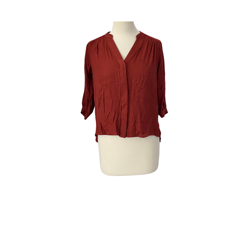 H&M Rust Button Down Top | Pre Loved |