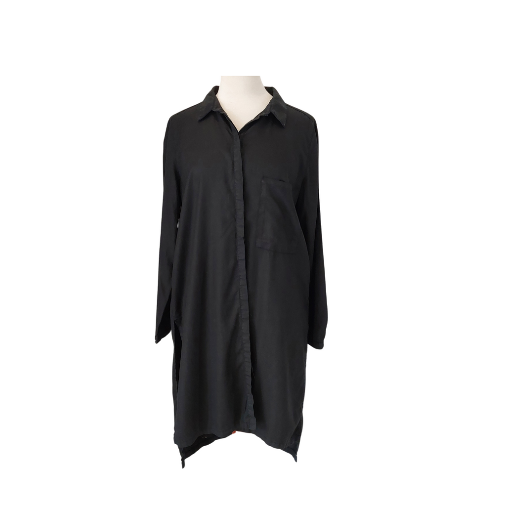 ZARA Black Long Collared Button Up Shirt | Pre Loved |