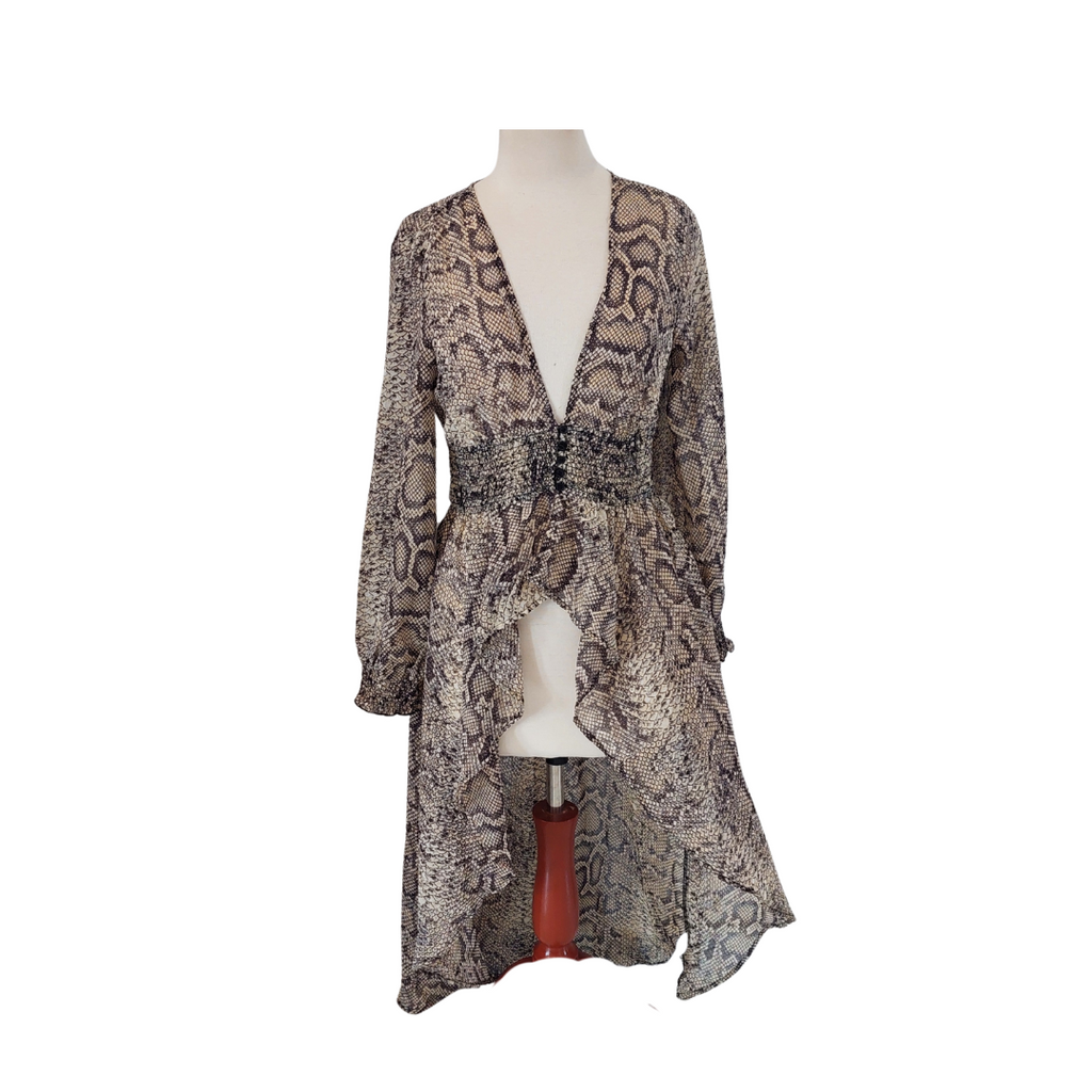 Forever 21 Snakeskin Print Sheer Front Open Dress | Like New |