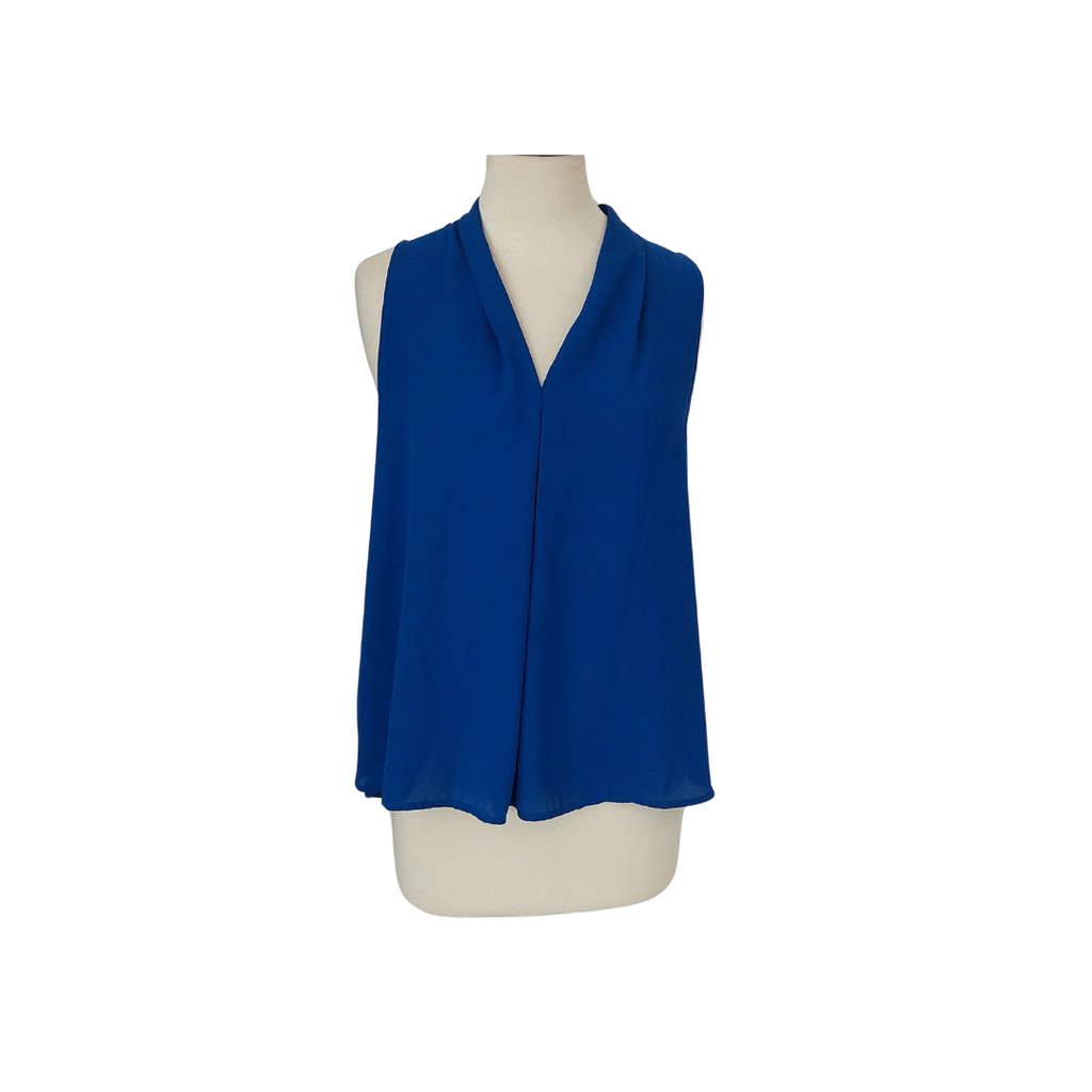New Look Royal Blue Semi Sheer Sleeveless Blouse | Pre Loved |
