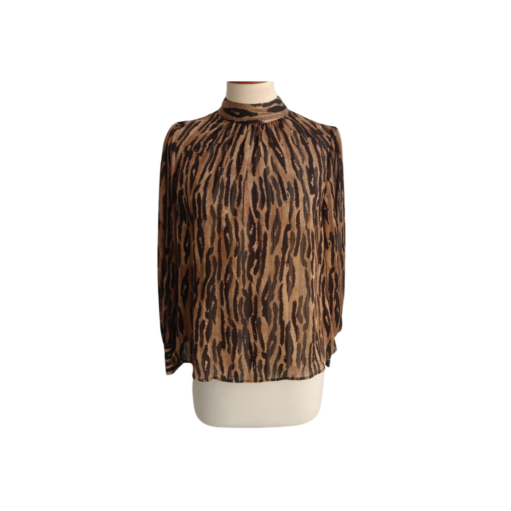 H&M Brown & Black Semi Sheer Top | Gently Used |