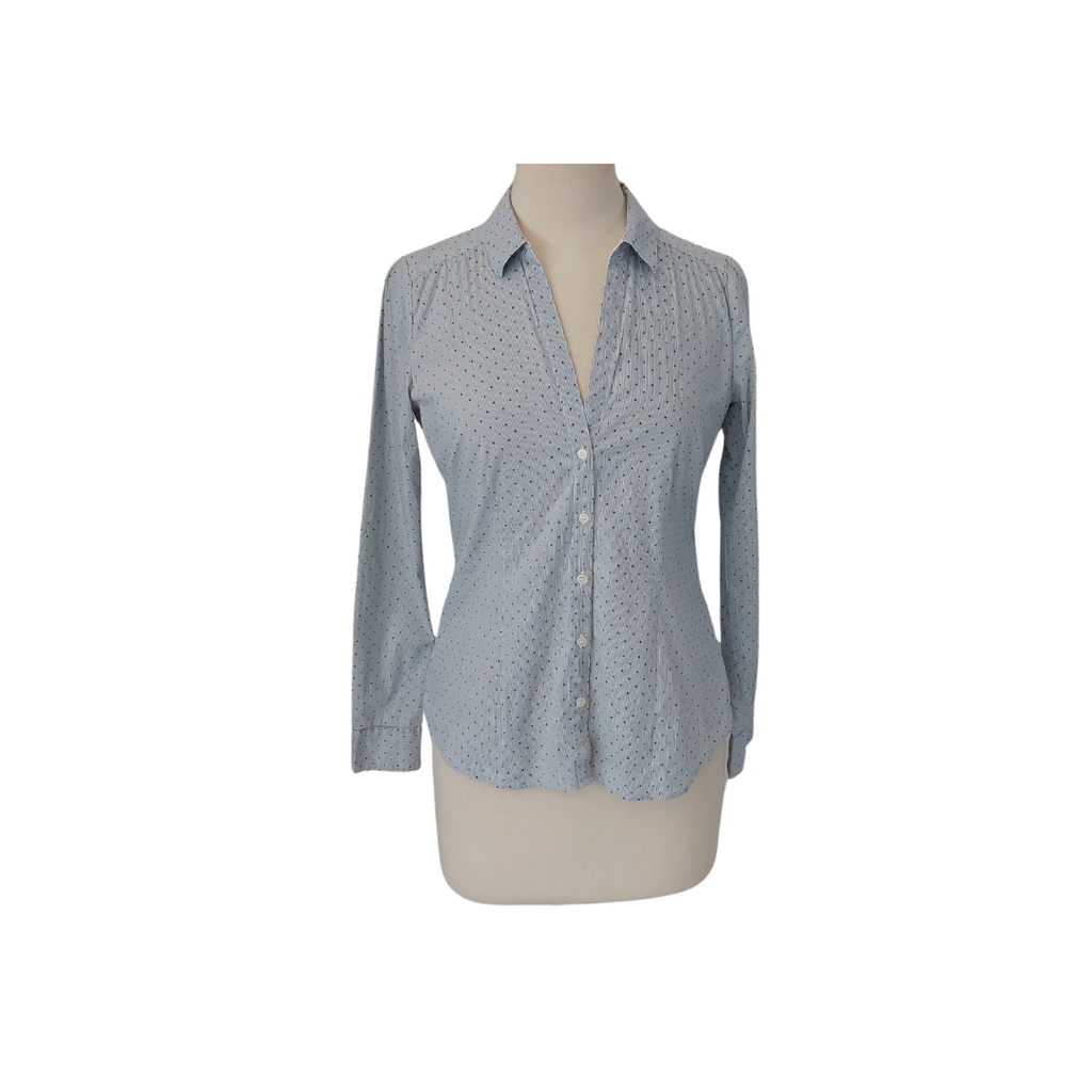 H&M Light Blue Polka Dot Collared Shirt | Pre Loved |