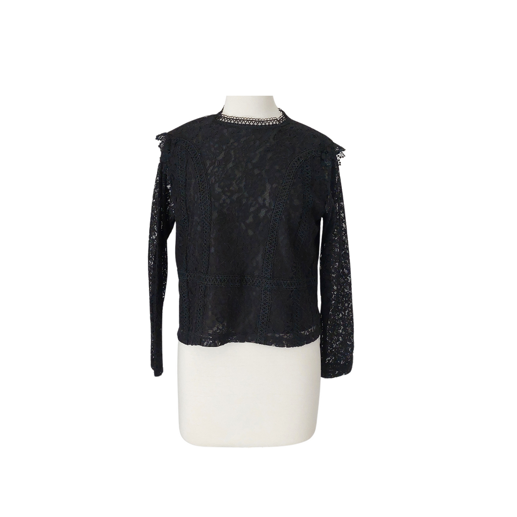 ZARA Black Lace Long-sleeves Top | Gently Used |