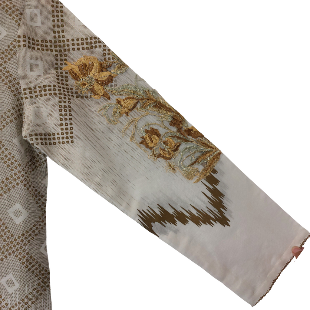 Sana Safinaz White & Gold Embroidered Sleeves Kurta | Like New |
