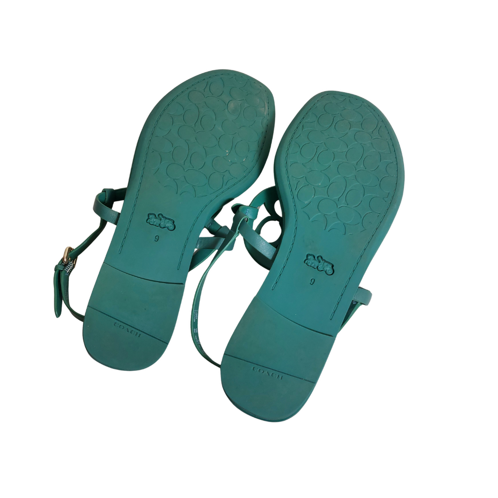 Coach Green Leather 'Jaci' Sandals | Pre Loved |