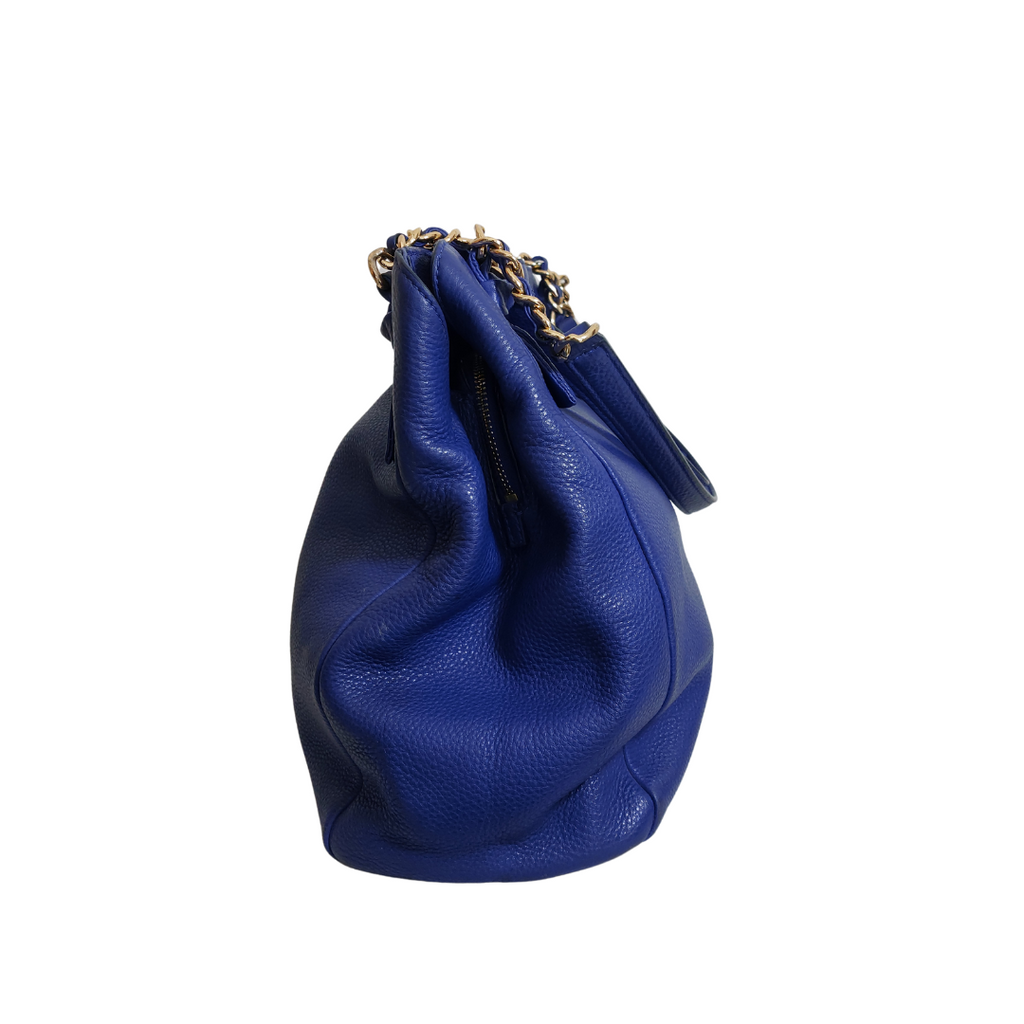 Tory Burch Blue Britten Chain Leather Tote Bag | Pre Loved |