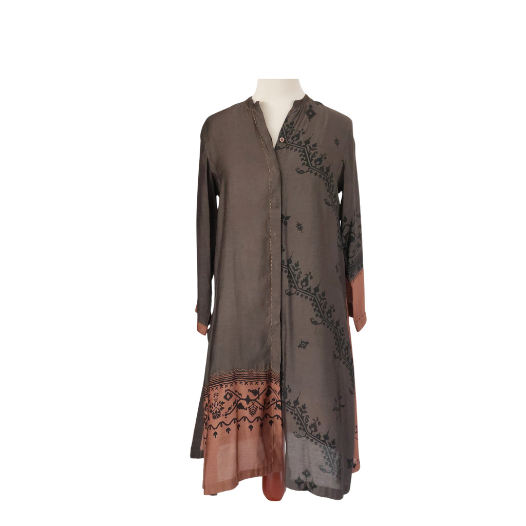 Miraka Brown & Grey Printed Kurta | Pre Loved |