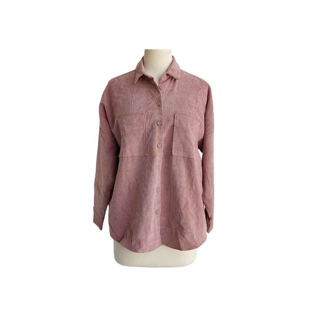 ZARA Pink Button Down Corduroy Shirt | Pre Loved |