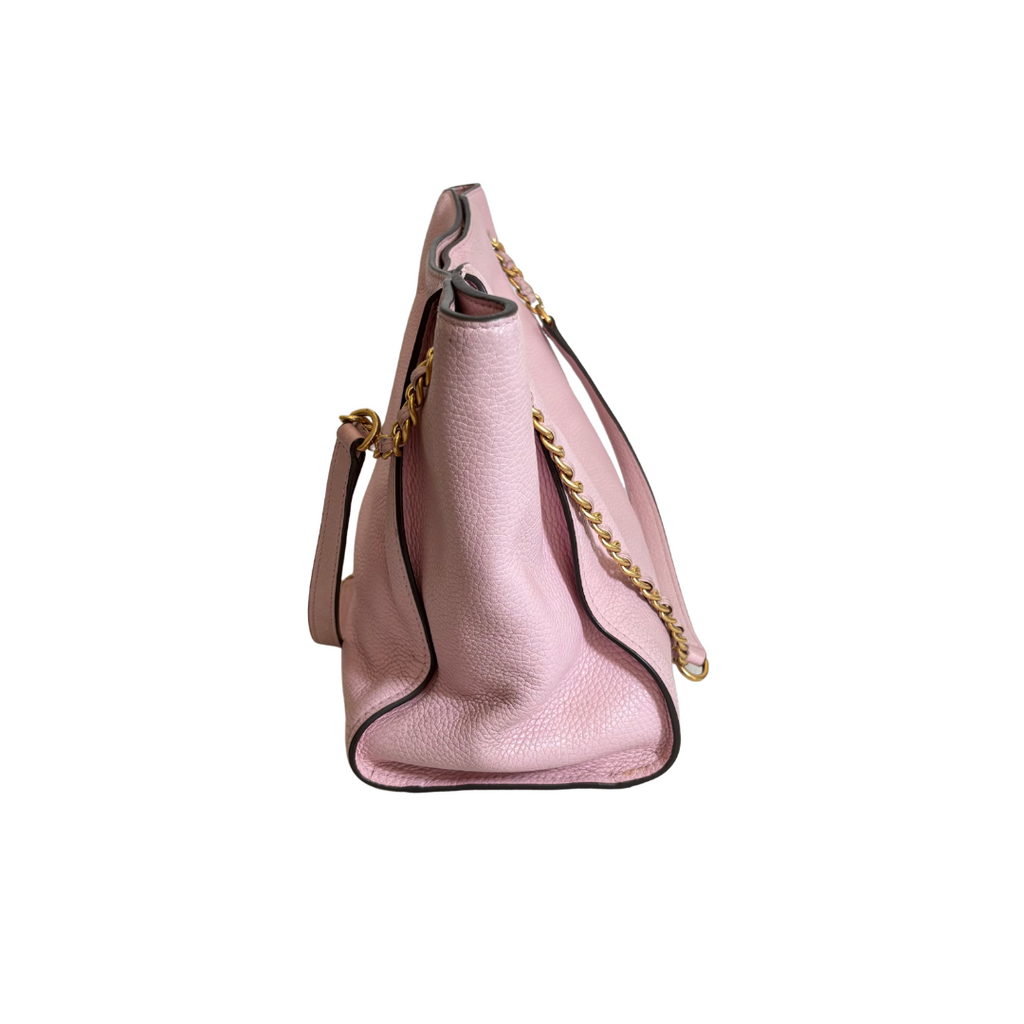 Tory Burch Light Pink Britten Pebbled Leather Crossbody Mini Tote Bag | Pre Loved |