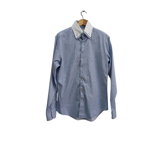 Zara Men's Blue Striped Slim Fit Button Shirt | Pre Loved |