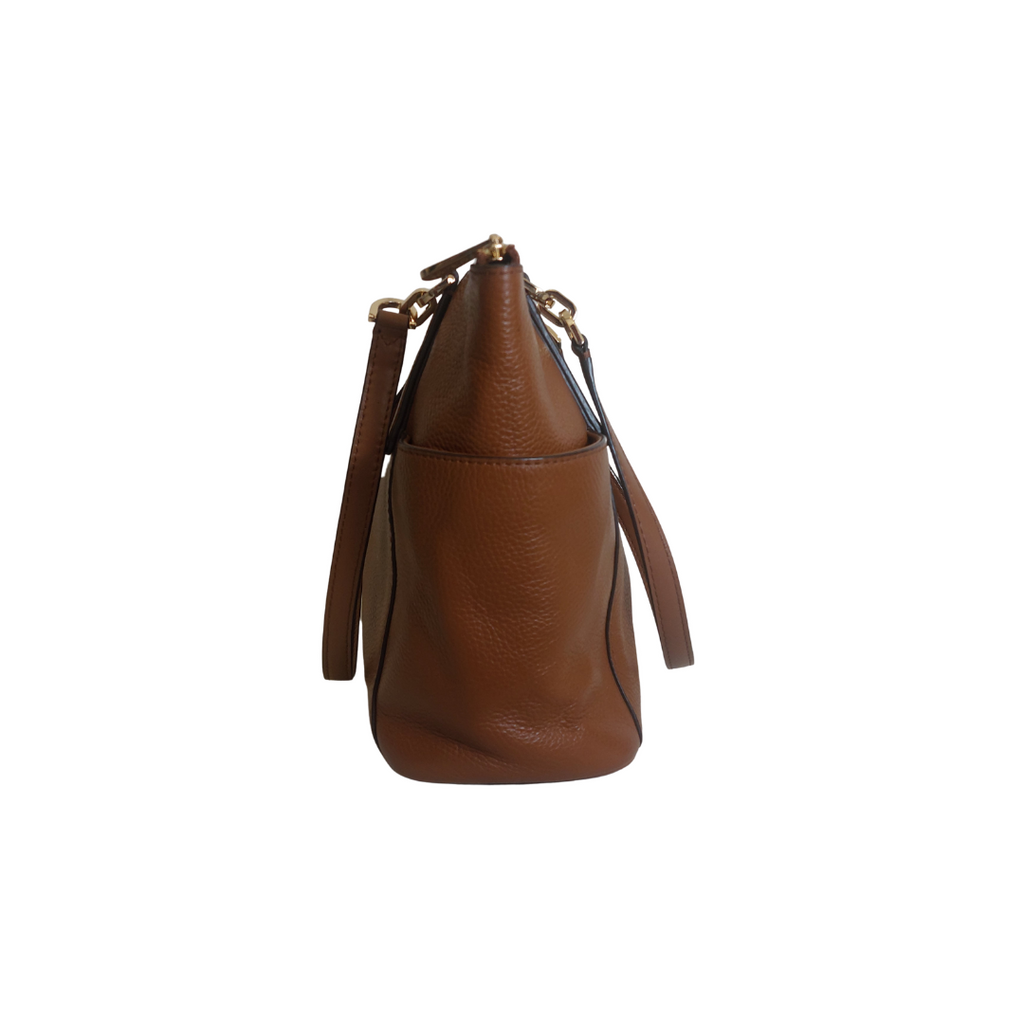 Michael Kors Brown Pebbled Leather Medium Jet Set Top Zip Tote Bag | Pre Loved |