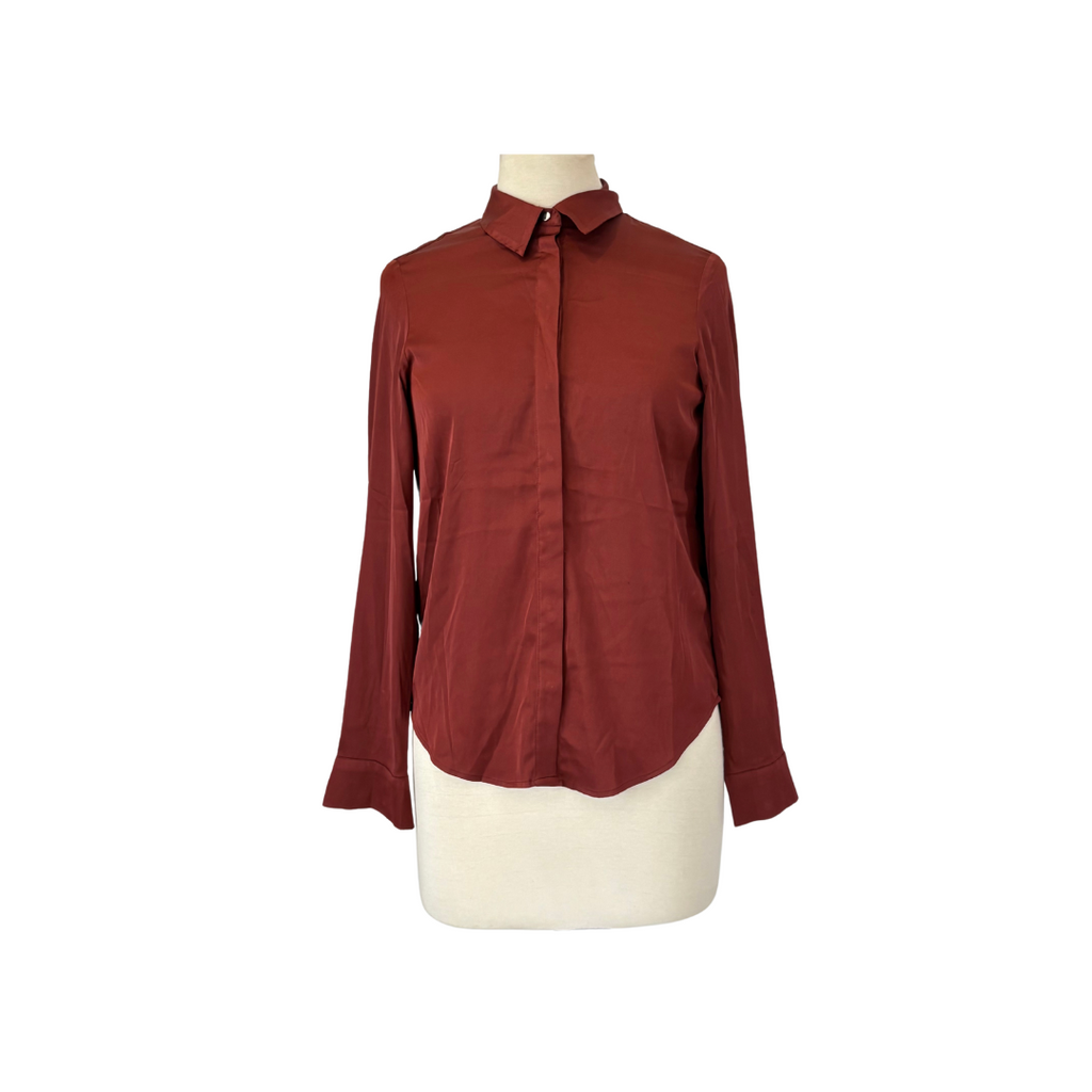 H&M Rust Satin Collared Shirt | Pre Loved |