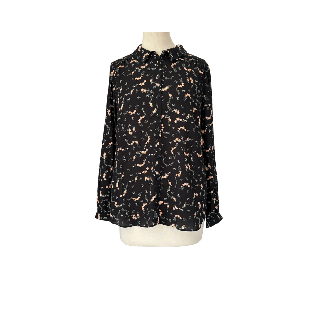 Primark Black Floral Printed Collared Shirt | Brand New |