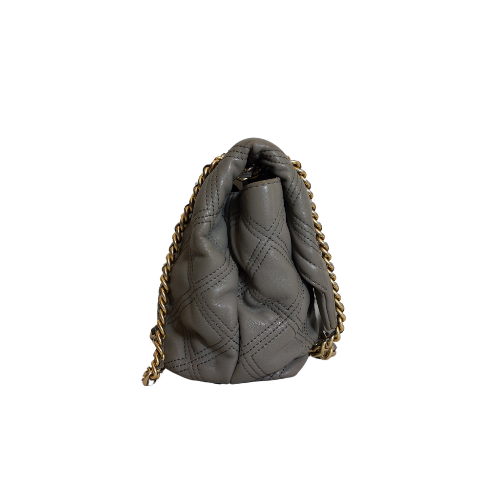 Tory Burch Grey Heron Soft Leather Fleming Tote Bag | Pre Loved |