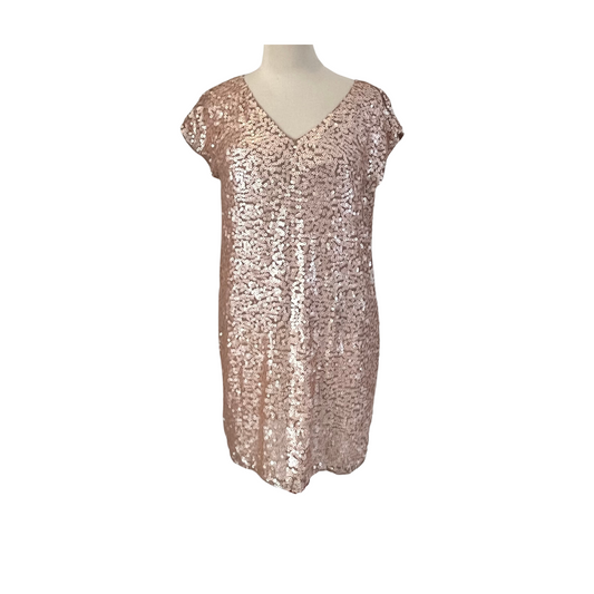 Promod Beige & Champagne Gold Sequin Short Dress | Pre Loved |