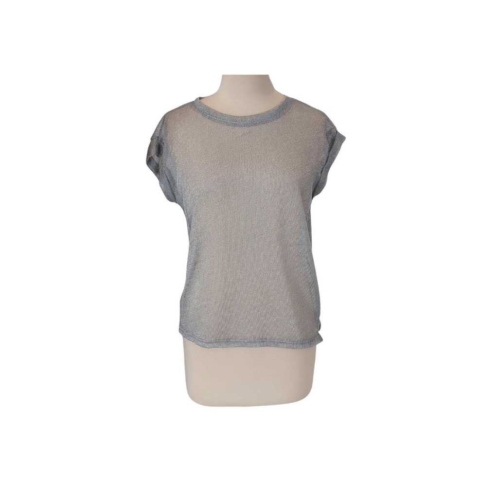 TopShop Silver Metallic Mesh Net Top | Like New |