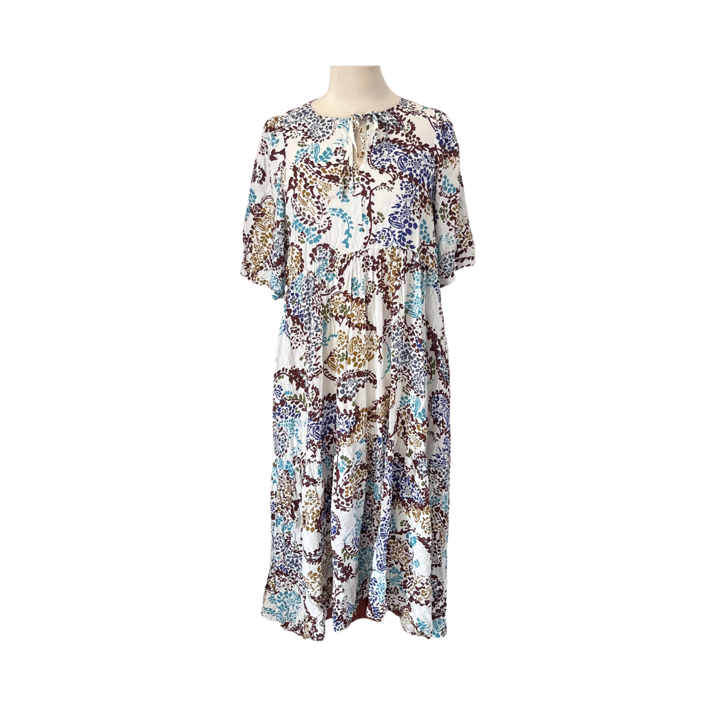 Violeta White Printed Short Sleeves Dress | Pre Loved |
