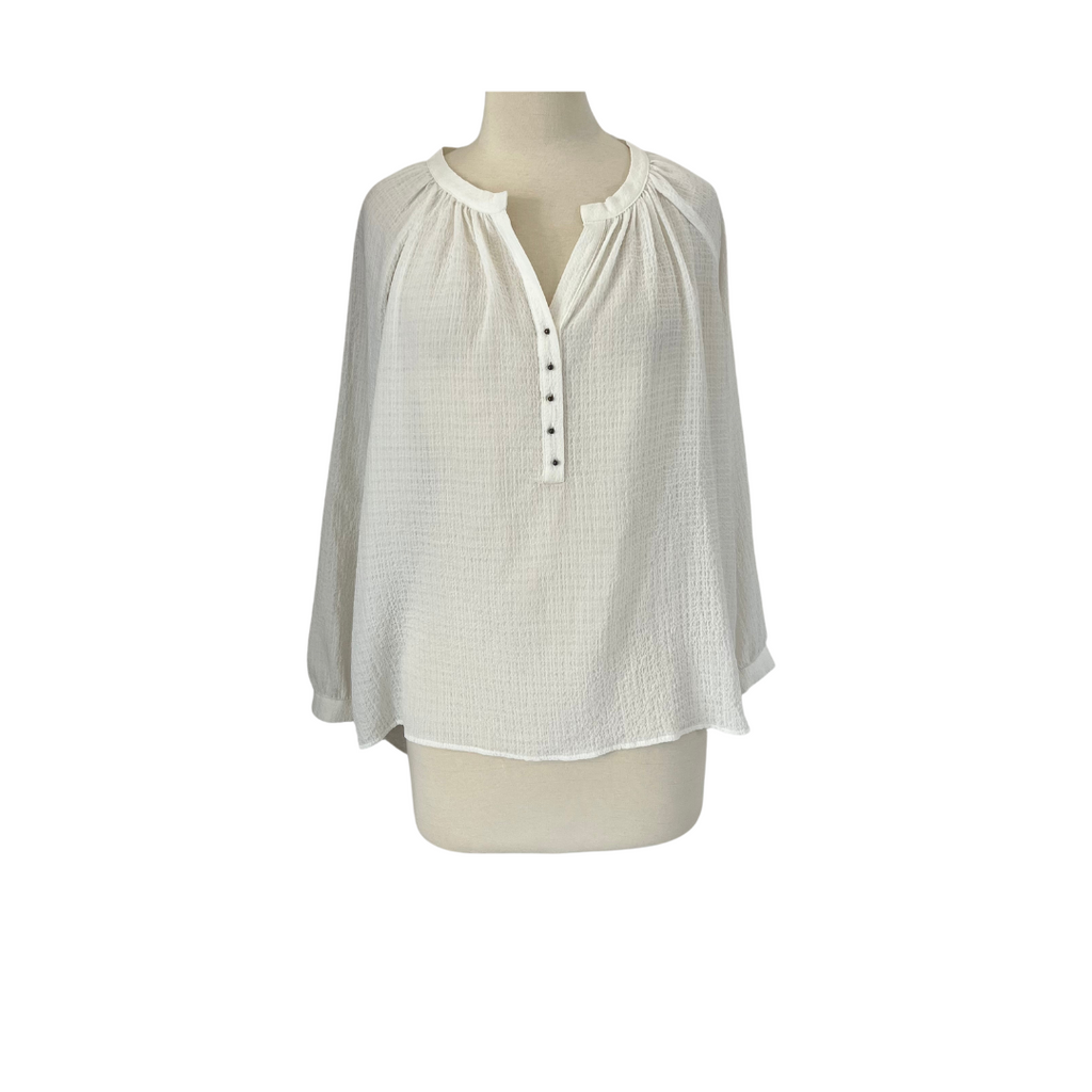 Mango White Semi Sheer Textured Blouse | Gently Used |