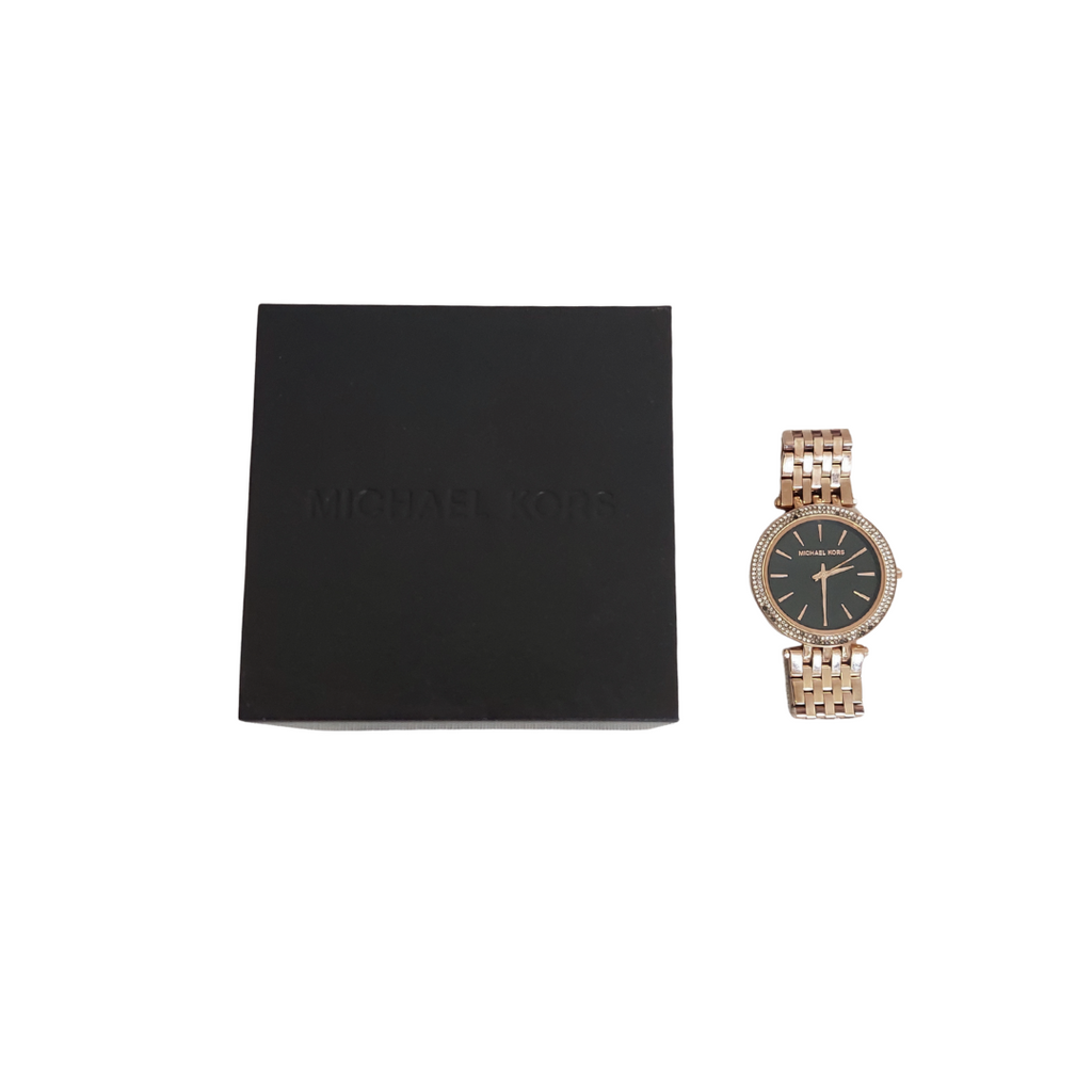 Michael Kors Rose Gold Rhinestone MK-3402 Watch | Pre Loved |