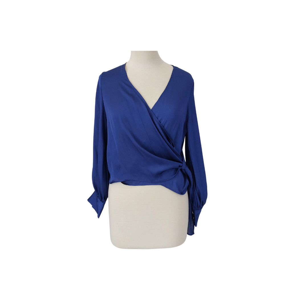 ZARA Royal Blue Satin Wrap Top | Pre Loved |