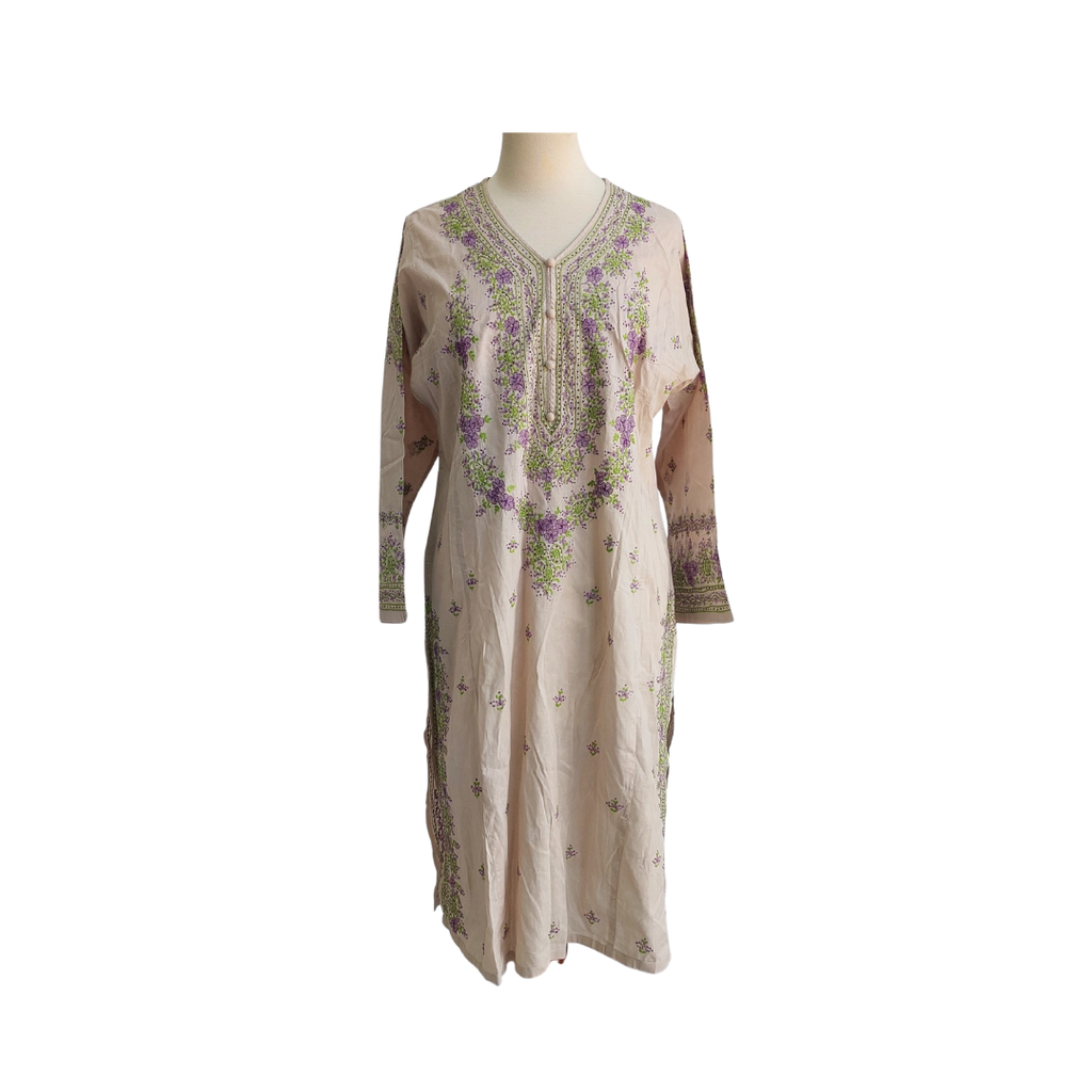 Princess & The Cake Taupe Embroidered Kurta | Gently Used |
