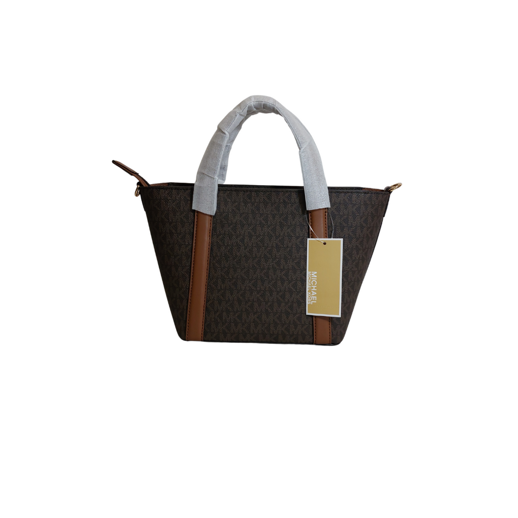 Michael Kors Brown Leather 'Pratt' Small Messenger Crossbody Bag | Brand New |