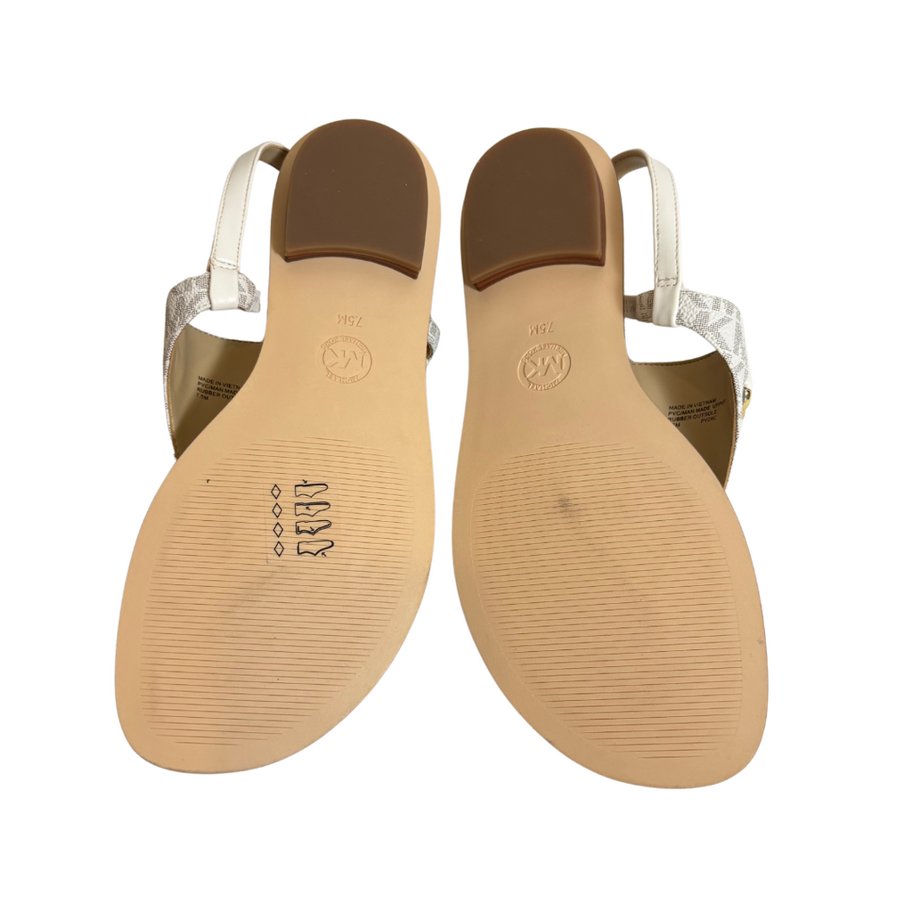 Michael Kors Vanilla Leatherette 'Reed' Thong Sandals | Brand New |