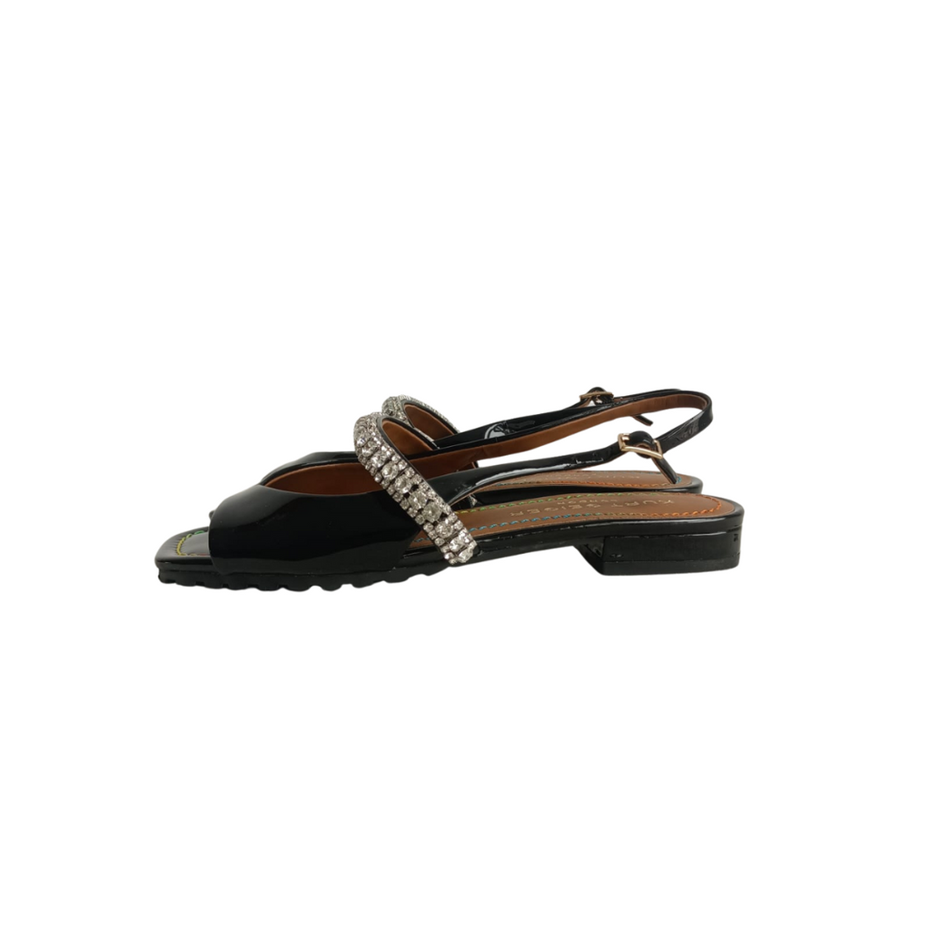 Kurt Geiger Black Patent Leather Princely Sandal | Like New |