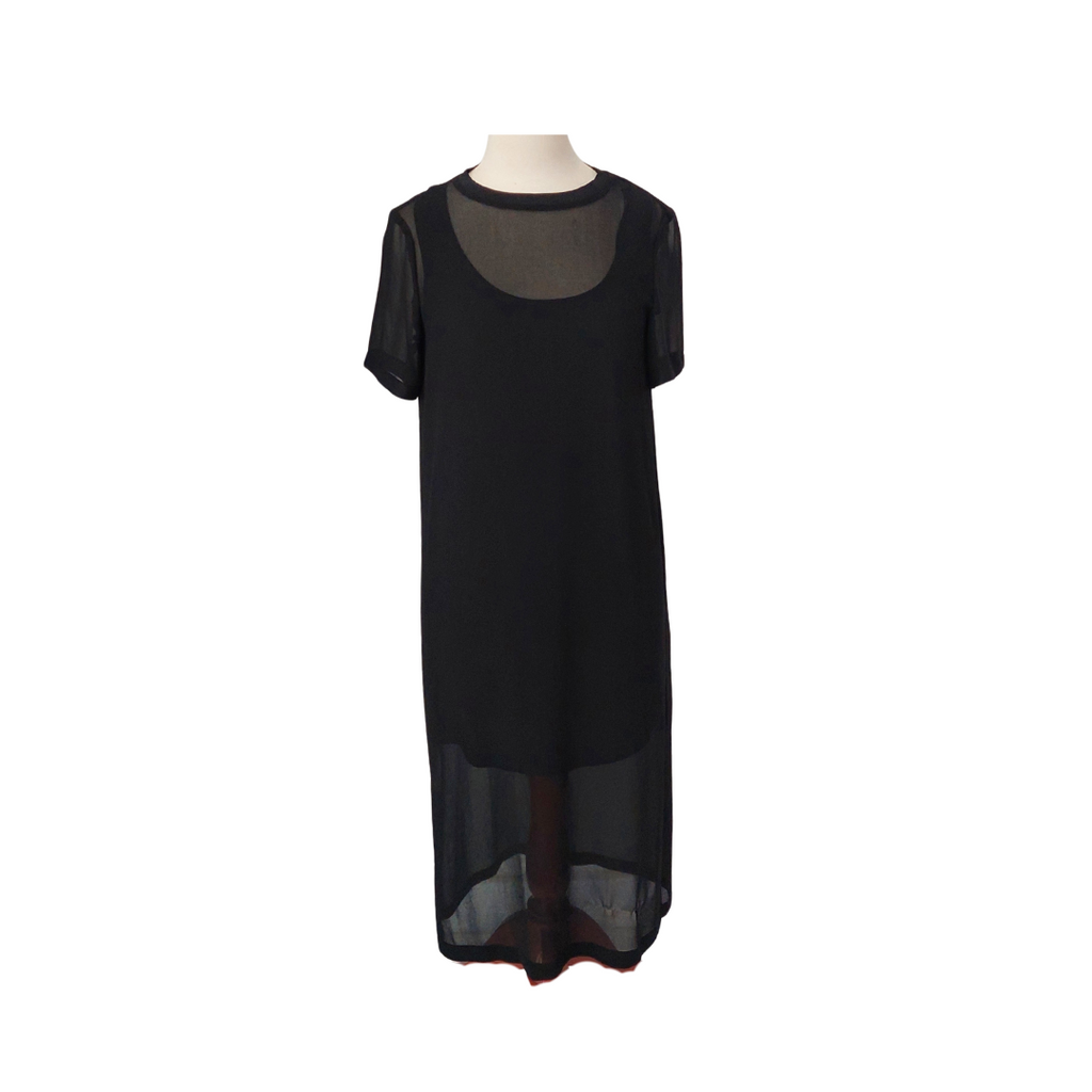 Zara Black Chiffon T-shirt Dress | Brand New |