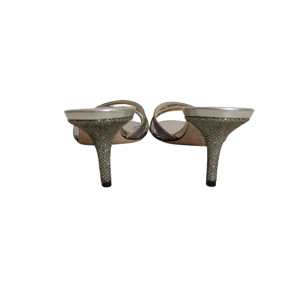 Jimmy Choo Gold Glitter Leather Heels | Pre Loved |