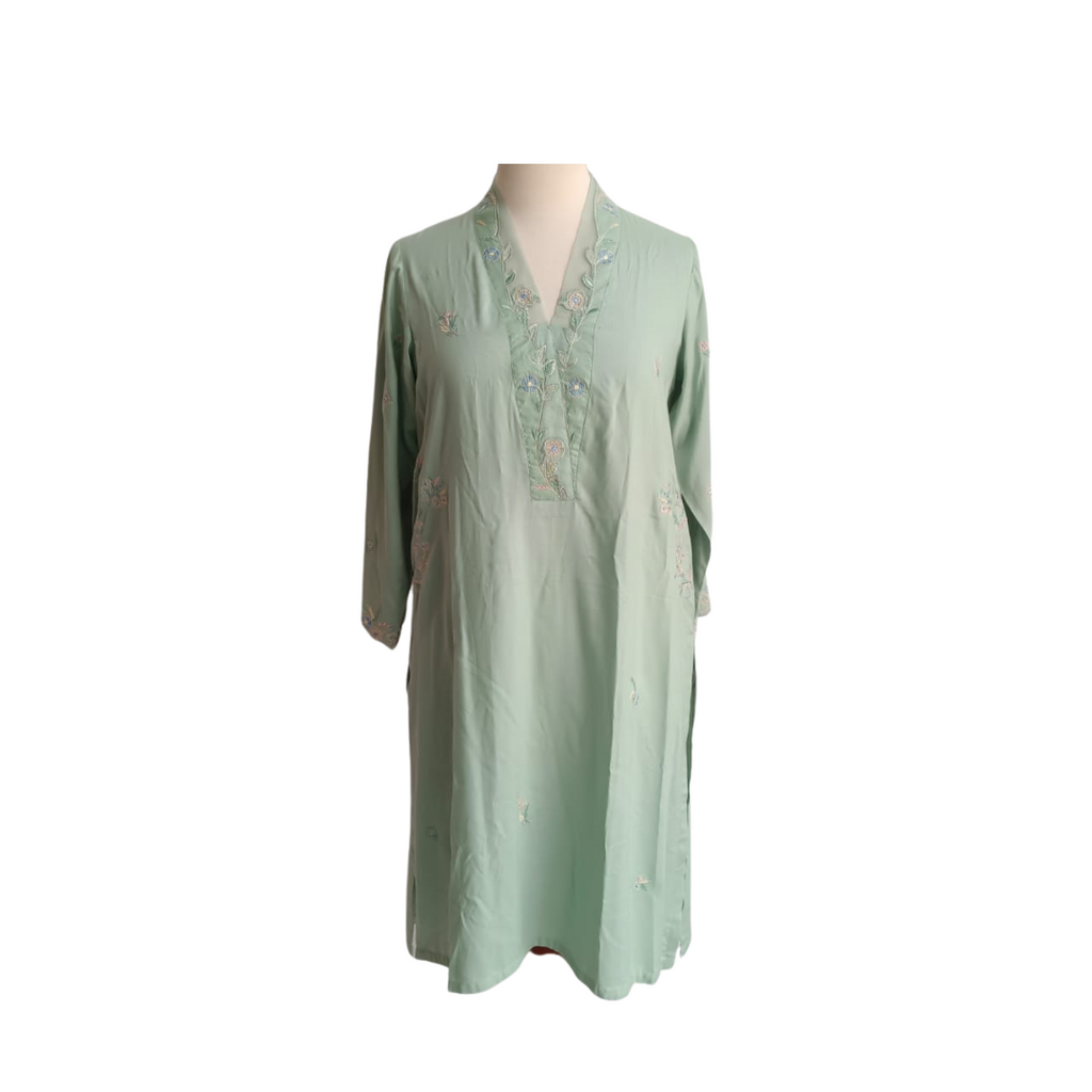Mishkaa Light Green Embroidered Kurta | Brand New |