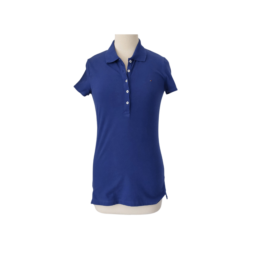 Tommy Hilfiger Women's Blue Polo Shirt | Pre Loved |