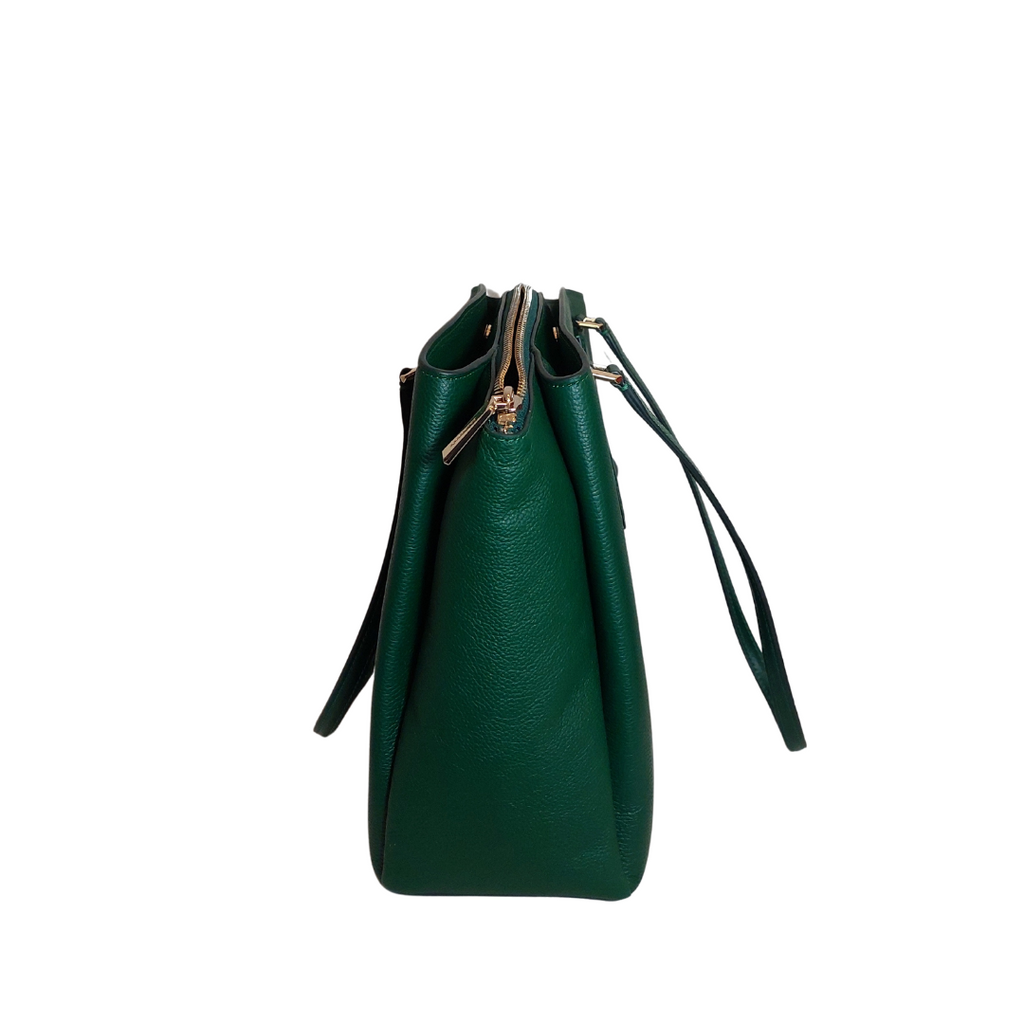 Kate Spade Deep Jade Large Triple Compartment Pebbled Leather Tote | Brand New |