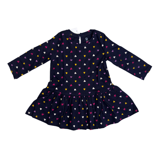 Gap Navy Blue Multicolor Heart Dress (6-12 Months) | Brand New |