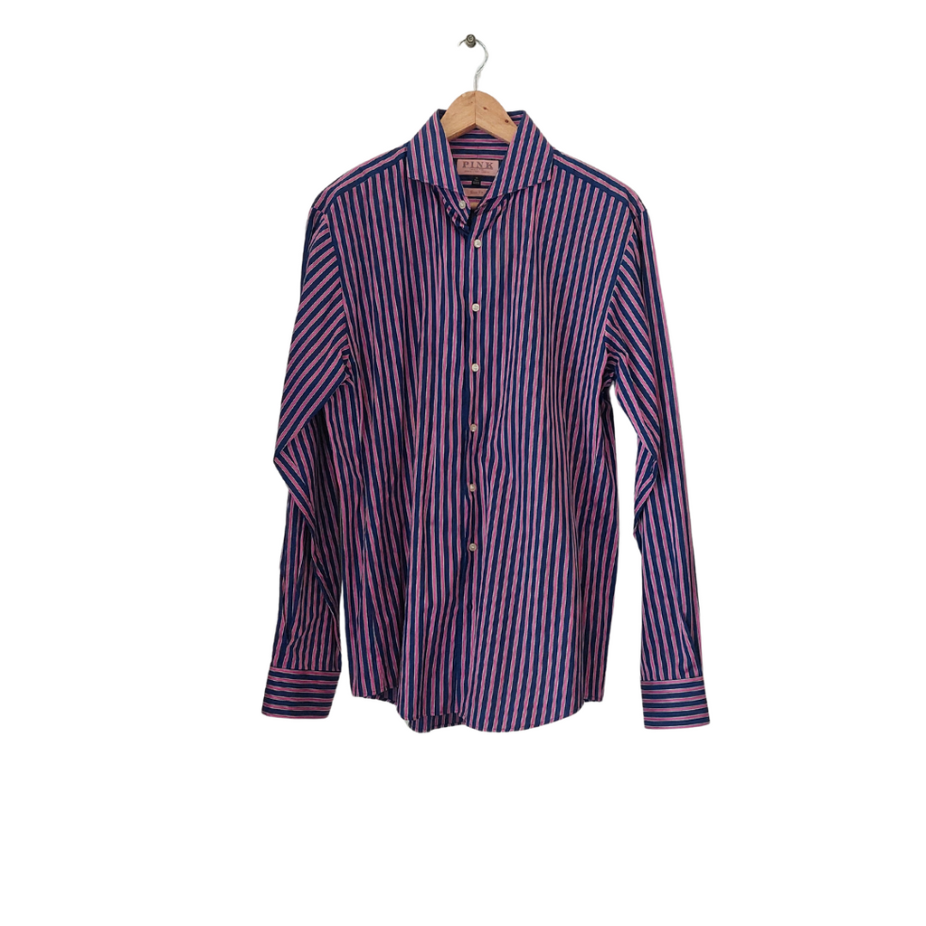 Thomas Pink Purple & Pink Striped Collared Men's Shirt | Like New |