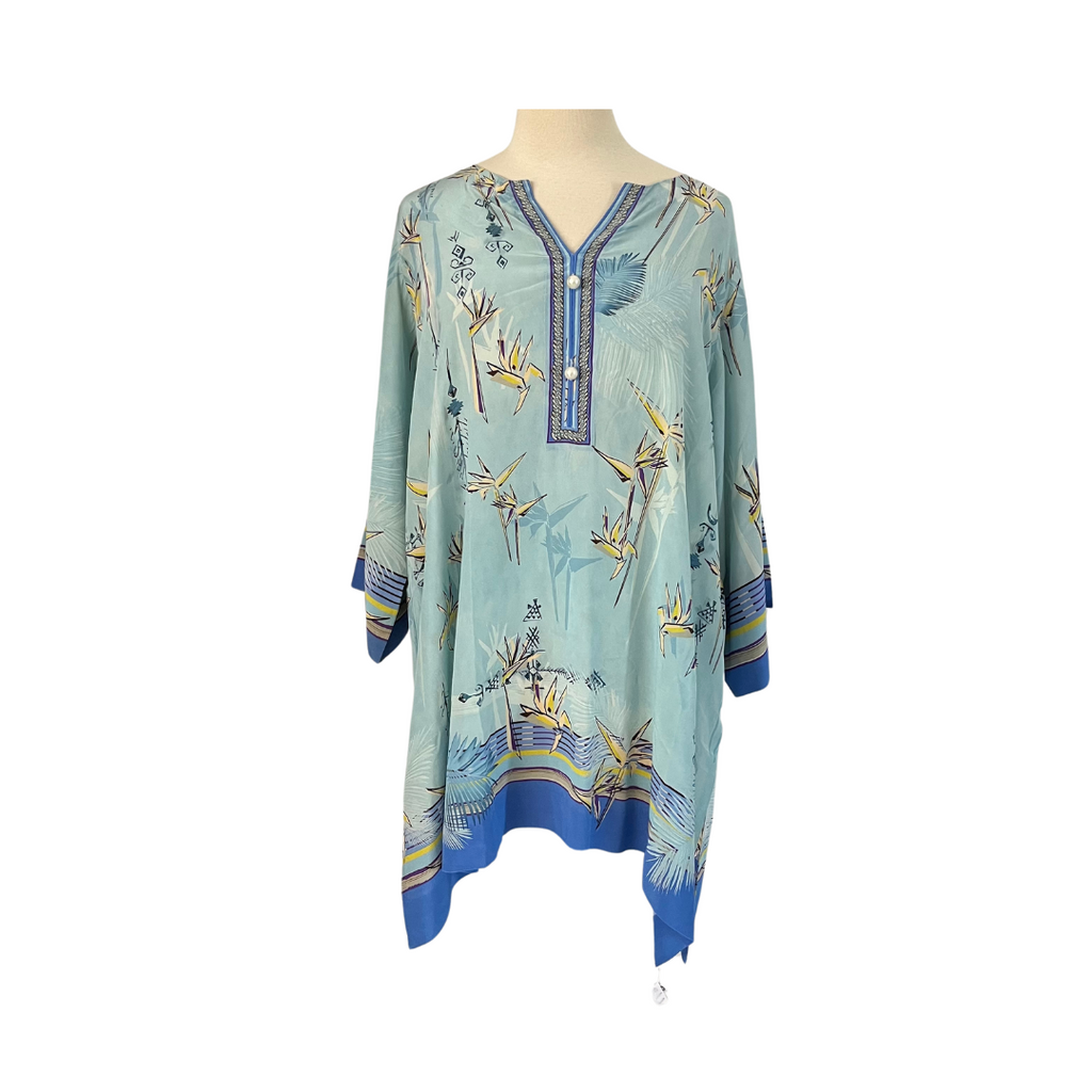 Misha Lakhani Blue Digital Print Silk Kurta | Pre Loved |