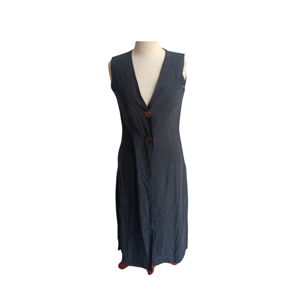 Stradivarius Navy Sleeveless Long Summer Coat | Pre Loved |