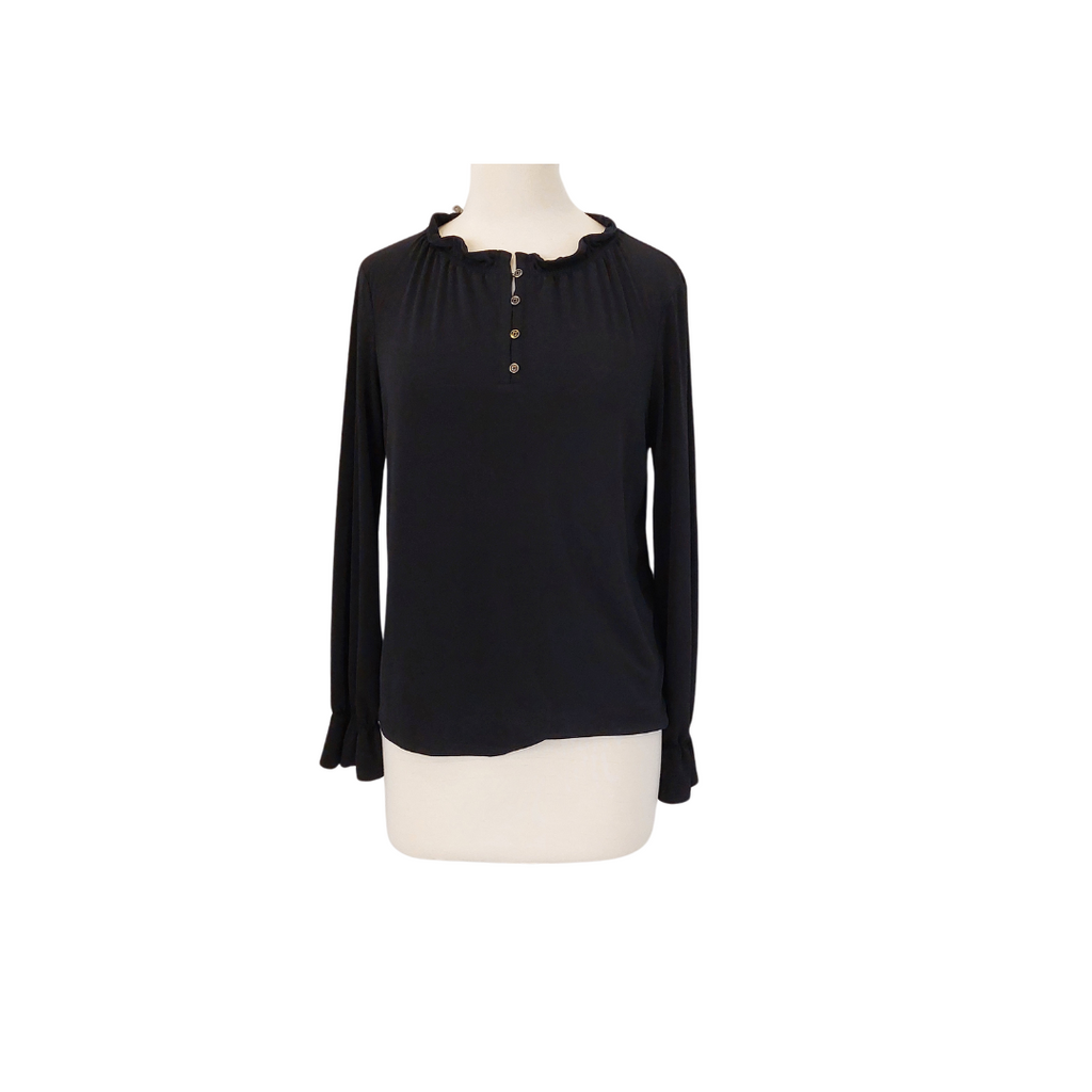 Adrianna Papel Black Flat Collar with Buttons Blouse | Brand New |