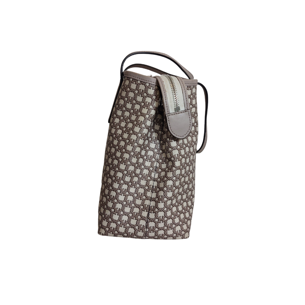 Kate Spade Cream & Taupe Canvas Satchel Bag | Pre Loved |