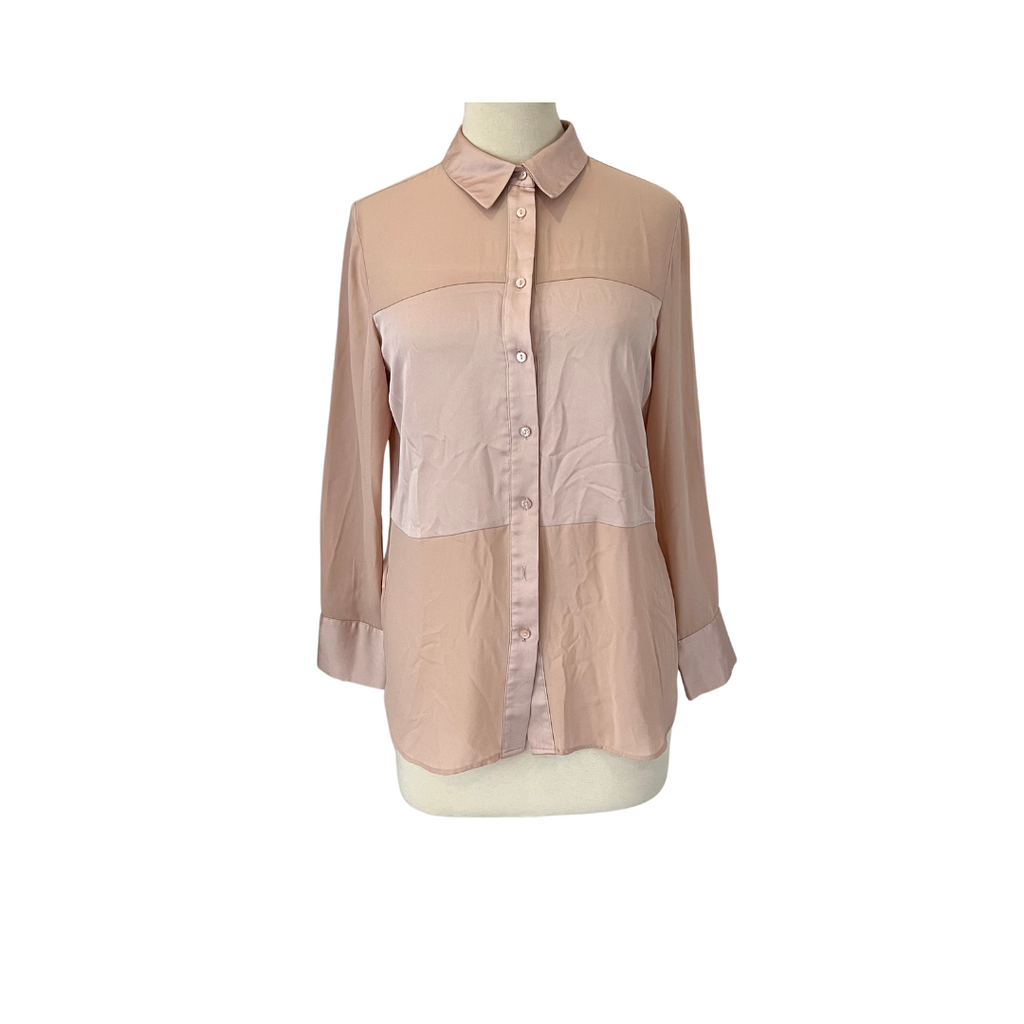 Mango Light Pink Satin Two-toned Collared Shirt | Pre loved |