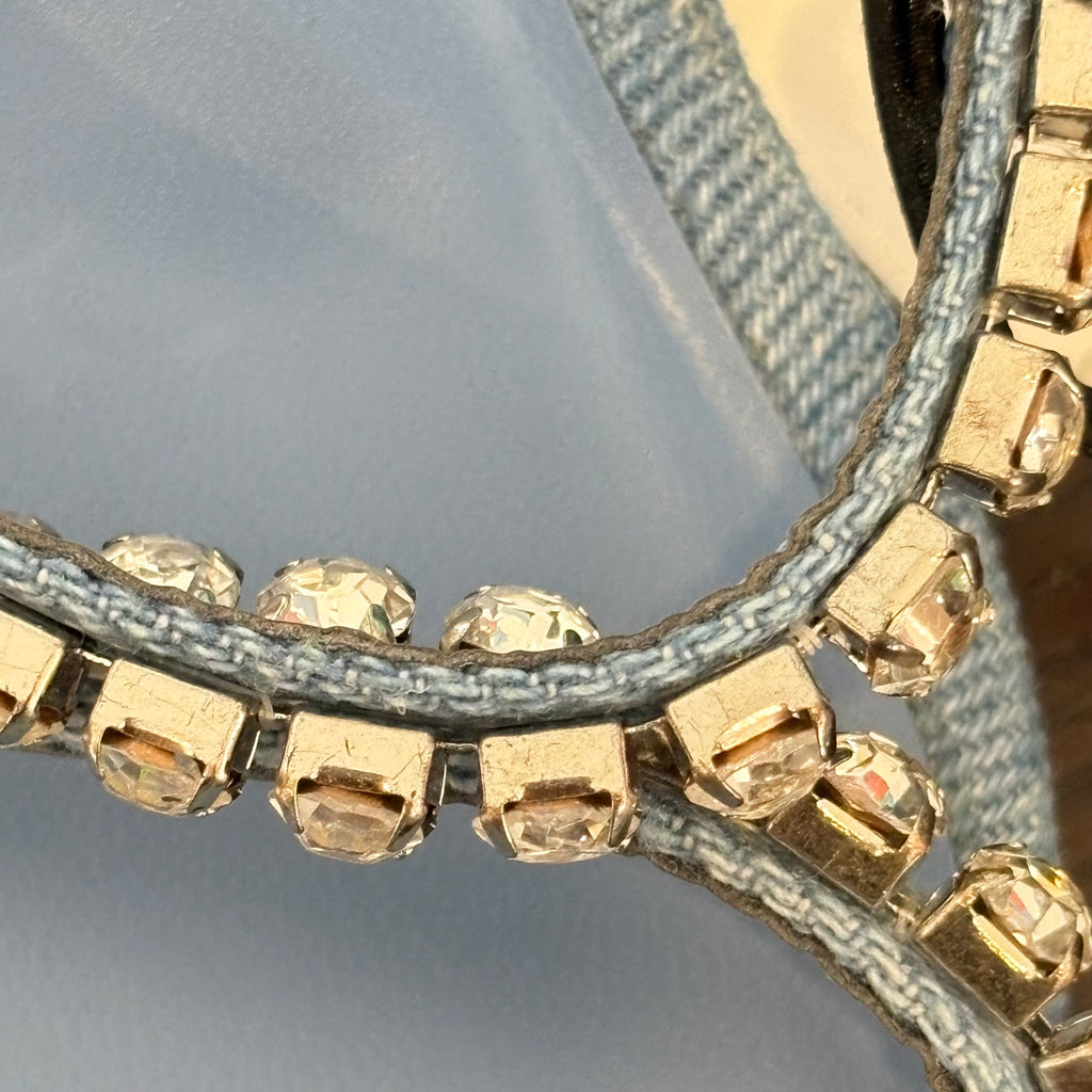ZARA Blue Rhinestones & Denim Sandals | Brand New |